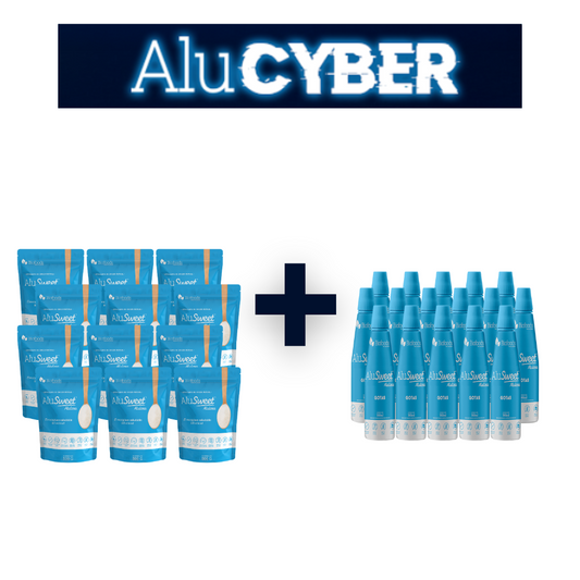 CYBER ALYSWEET: Caja 12 Alulosa 500gr + Caja 16 Alulosa 360ml